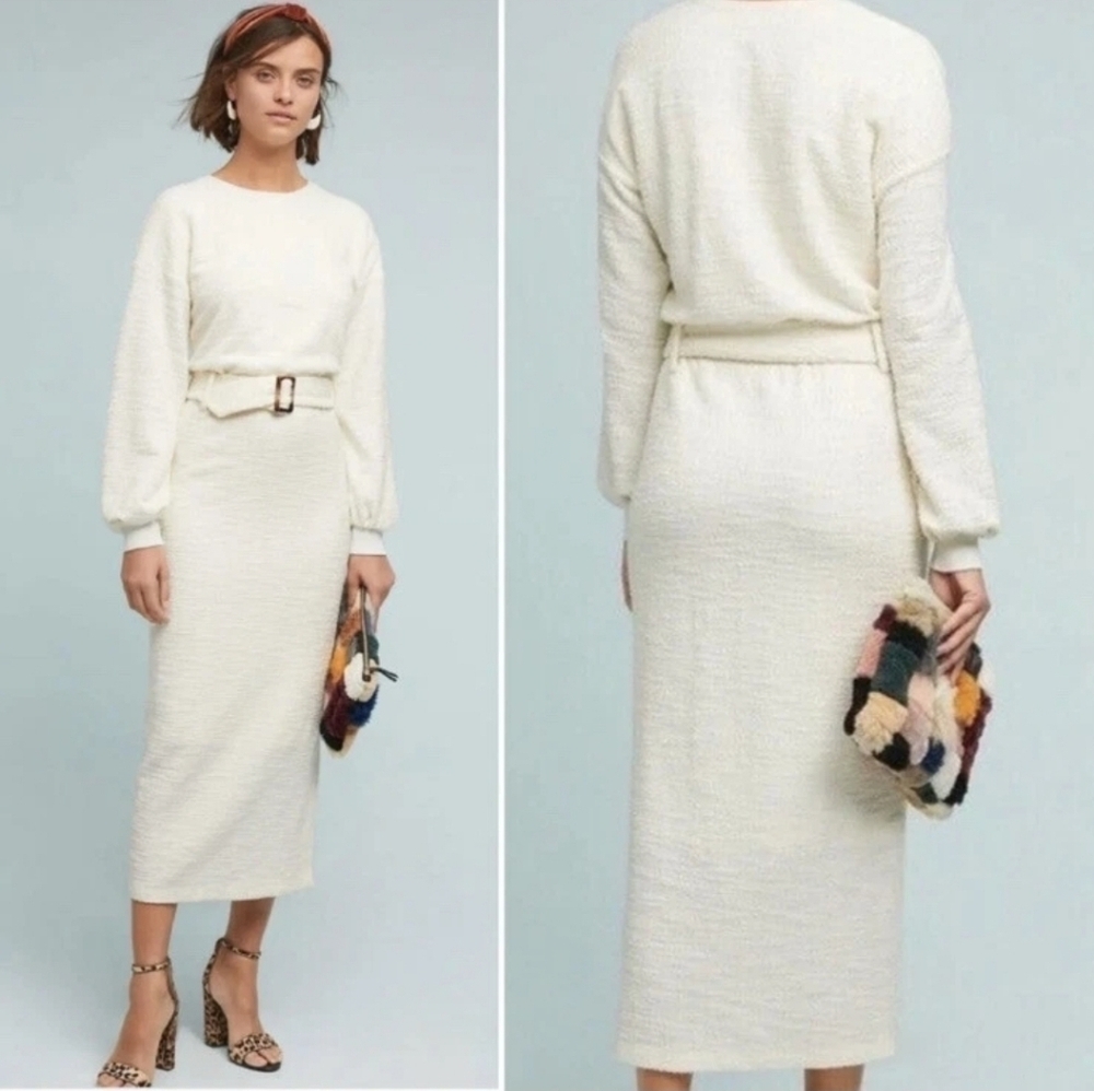 DOLAN jacqueline belted ivory maxi dress boho Anthropologie S
